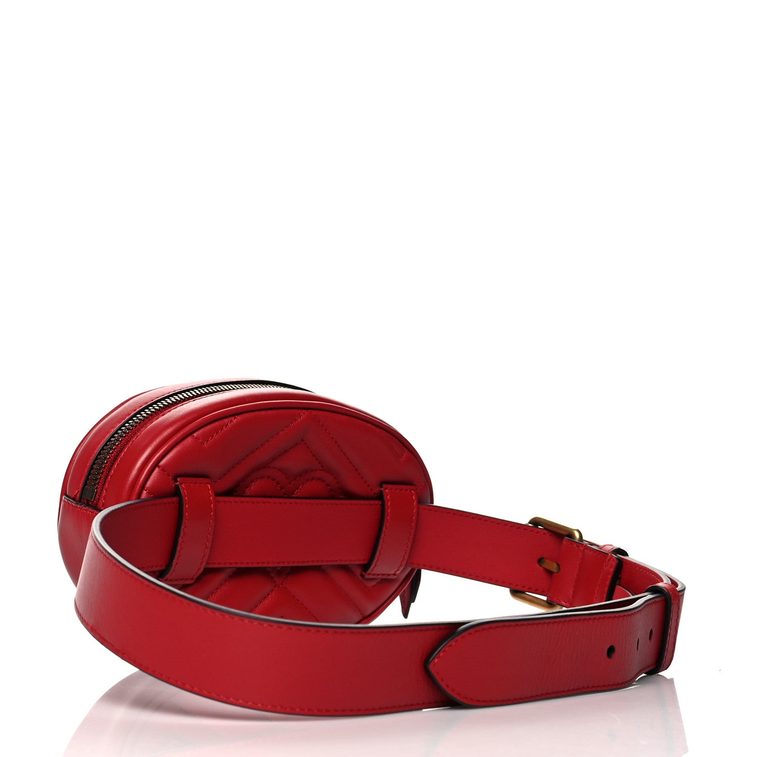 Gucci Calfskin Matelasse GG Marmont Belt Bag 85 34 Hibiscus Red 2 of 10