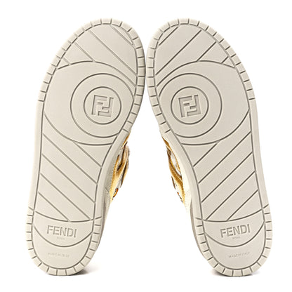 Versace X FENDI Suede Fabric FF Baroque Womens Fendace Match Sneakers 37 Gold Multicolor 5 of 8