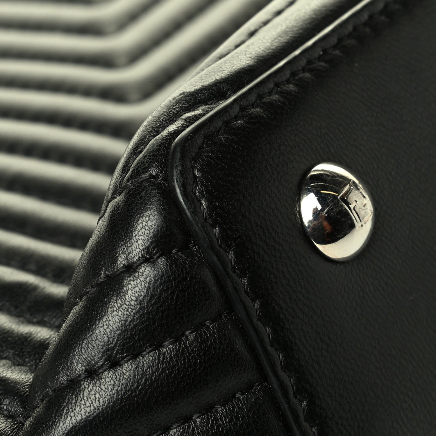 Fendi Shiny Nappa Trapuntata Small DotCom Click Chain Satchel Black 6 of 8