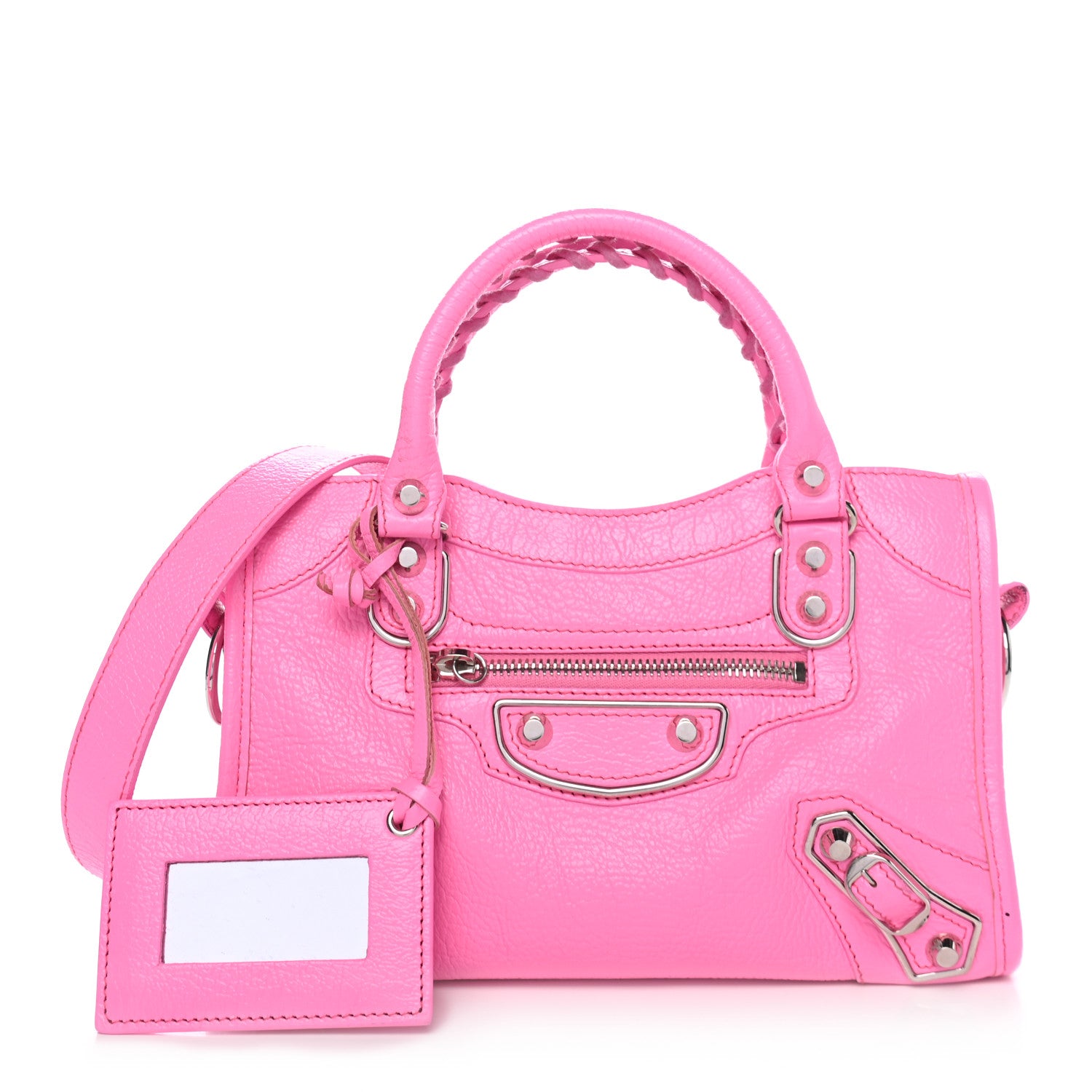 Balenciaga Shiny Goatskin Silver Metallic Edge Hardware Mini City Acid Pink 1 of 8