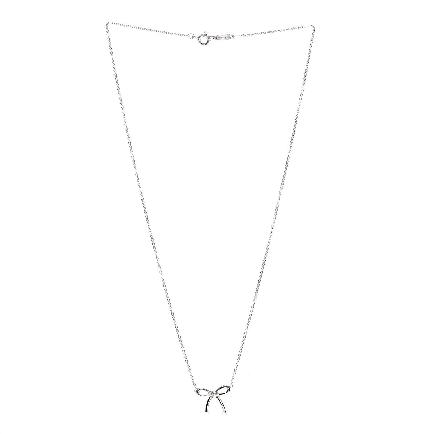 Tiffany Sterling Silver Small Bow Pendant Necklace 3 of 7