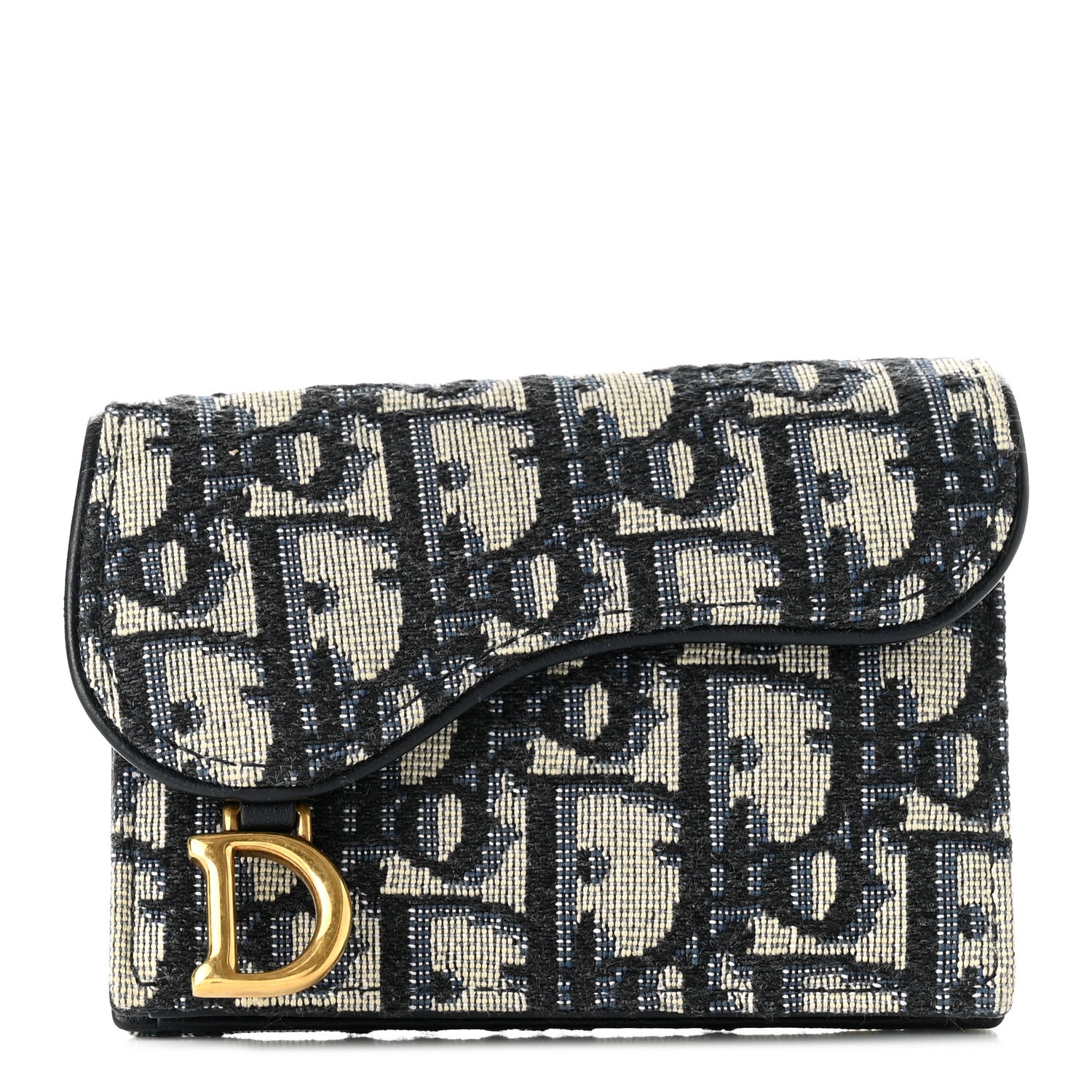 Christian Dior Oblique Saddle Card Holder Blue 1 of 8