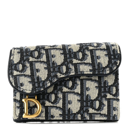 Christian Dior Oblique Saddle Card Holder Blue 1 of 8