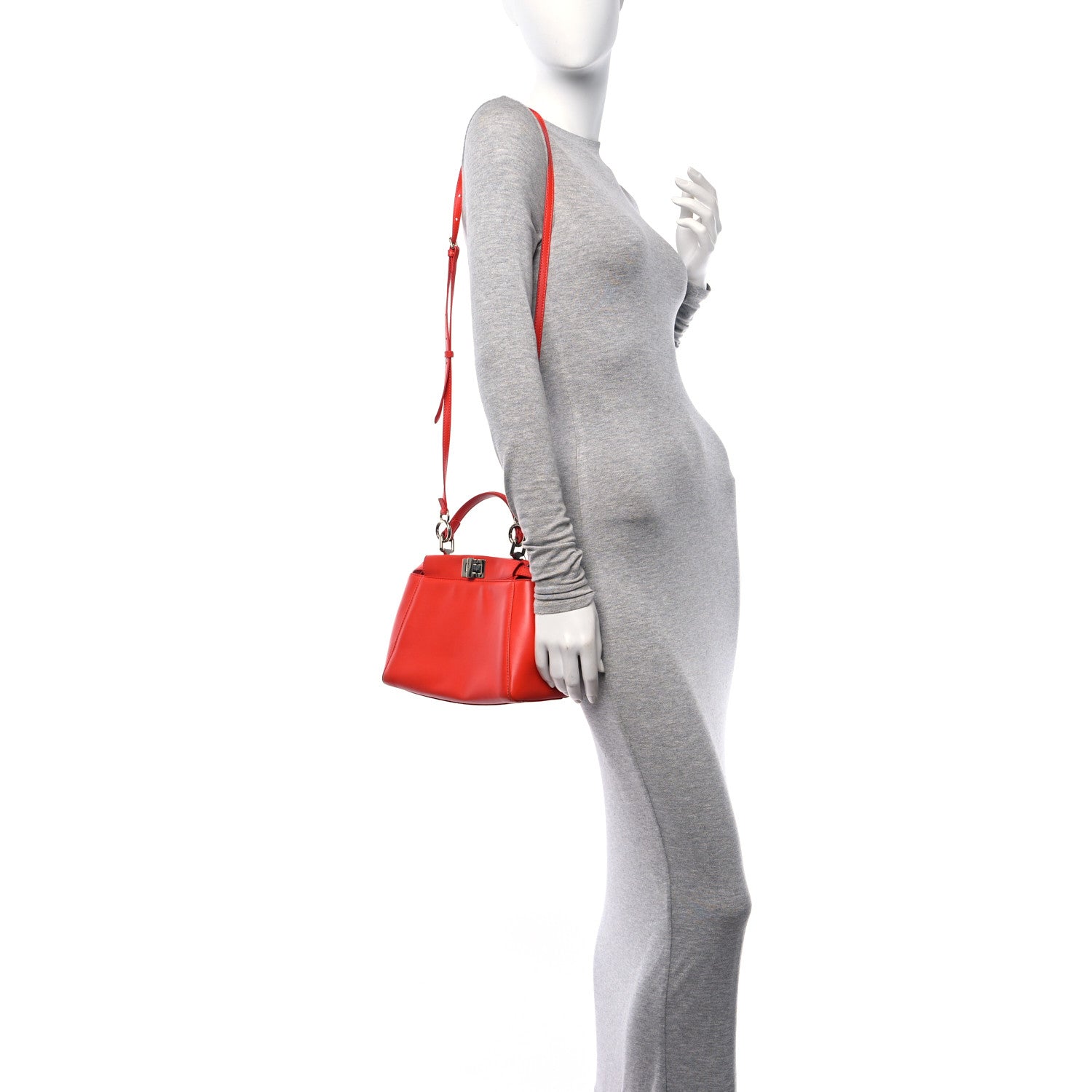 Fendi Nappa Mini Peekaboo Iconic Satchel Papavero 2 of 14