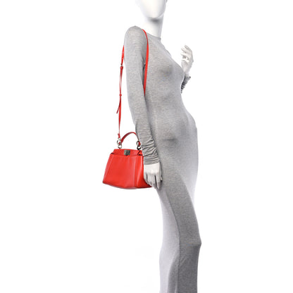 Fendi Nappa Mini Peekaboo Iconic Satchel Papavero 2 of 14