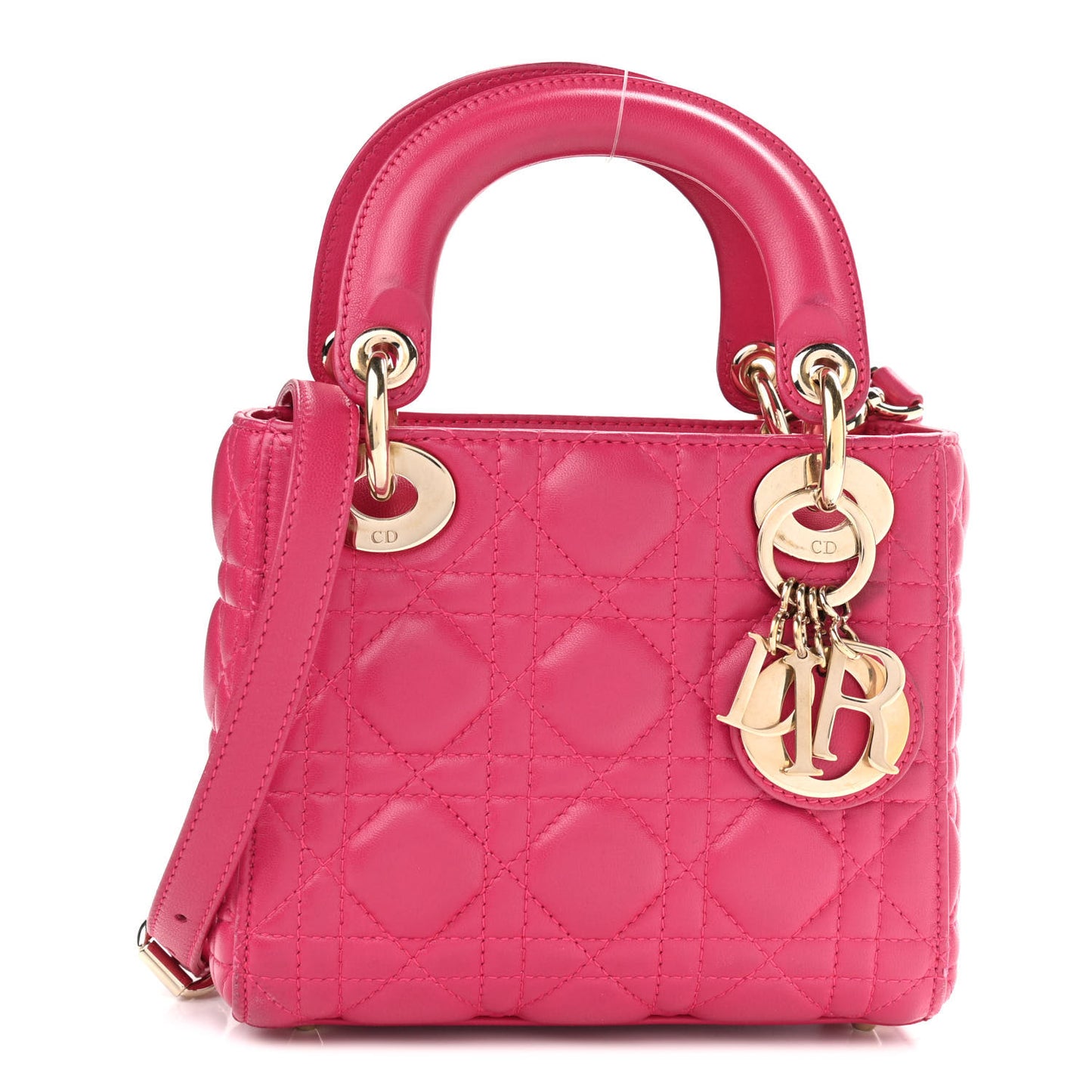 Lambskin Cannage Mini Lady Dior Fuchsia