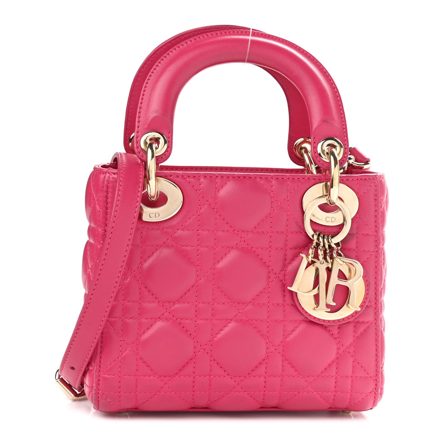 Christian Dior Lambskin Cannage Mini Lady Dior Fuchsia 1 of 11