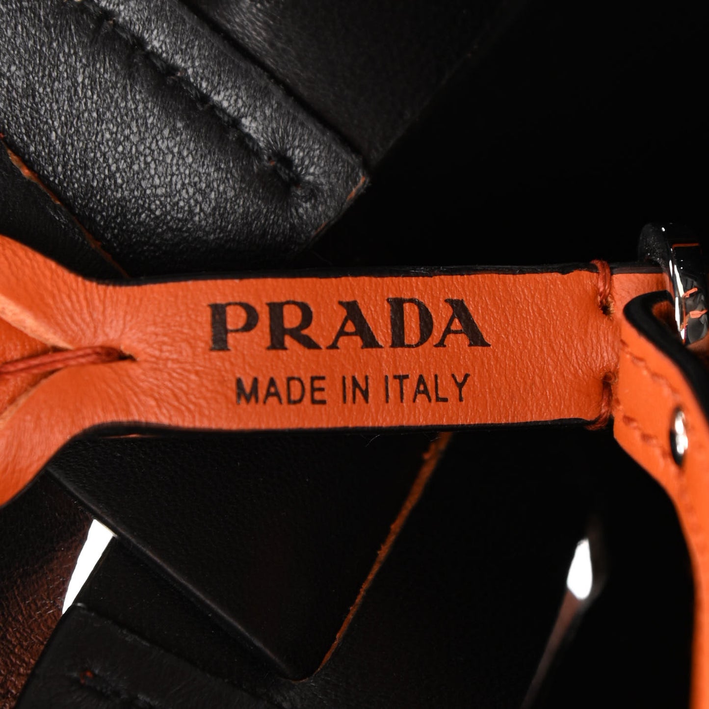 Vitello Intreccio Tote Bag Papaya Black
