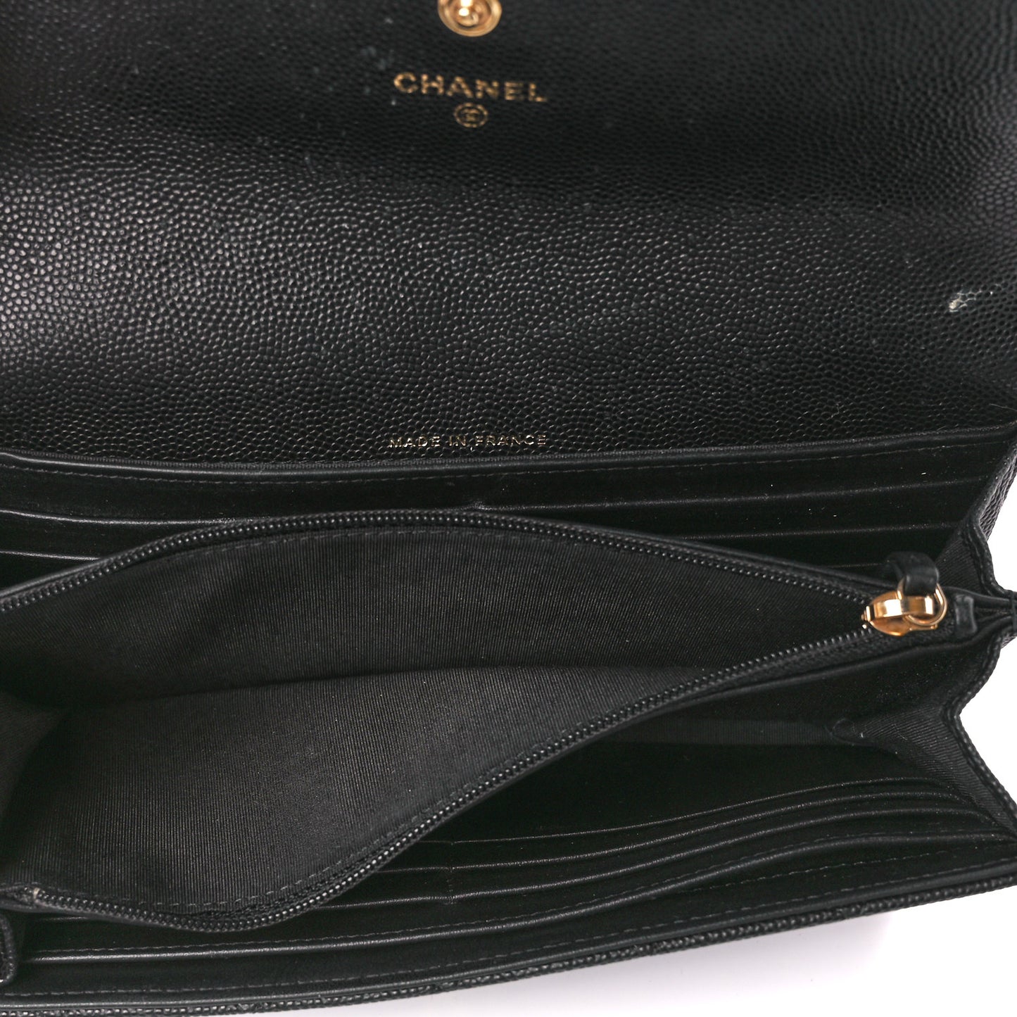 Caviar Quilted Large Boy Gusset Flap Wallet Black