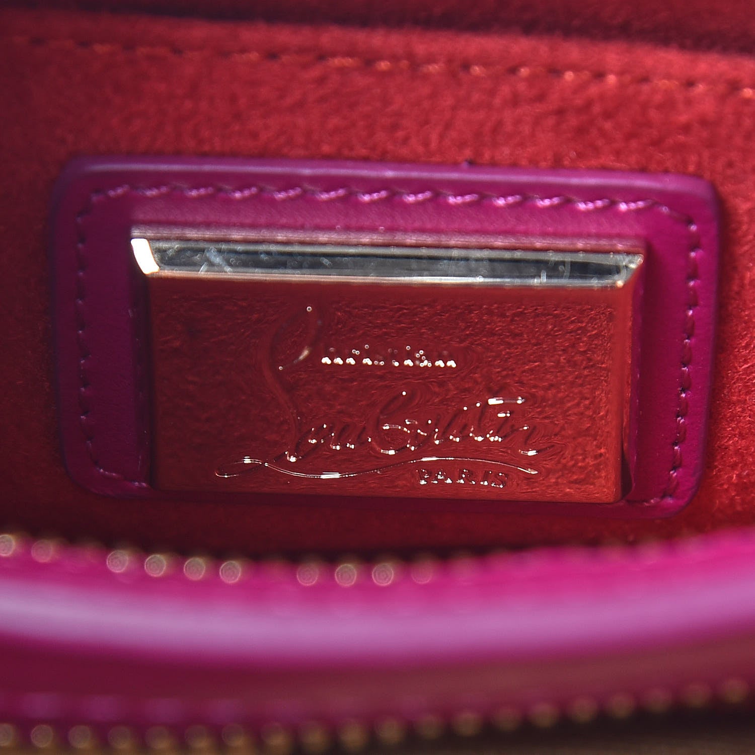 Christian Louboutin Calfskin Small Triloubi Paris Spikes Chain Bag Fuchsia 10 of 10