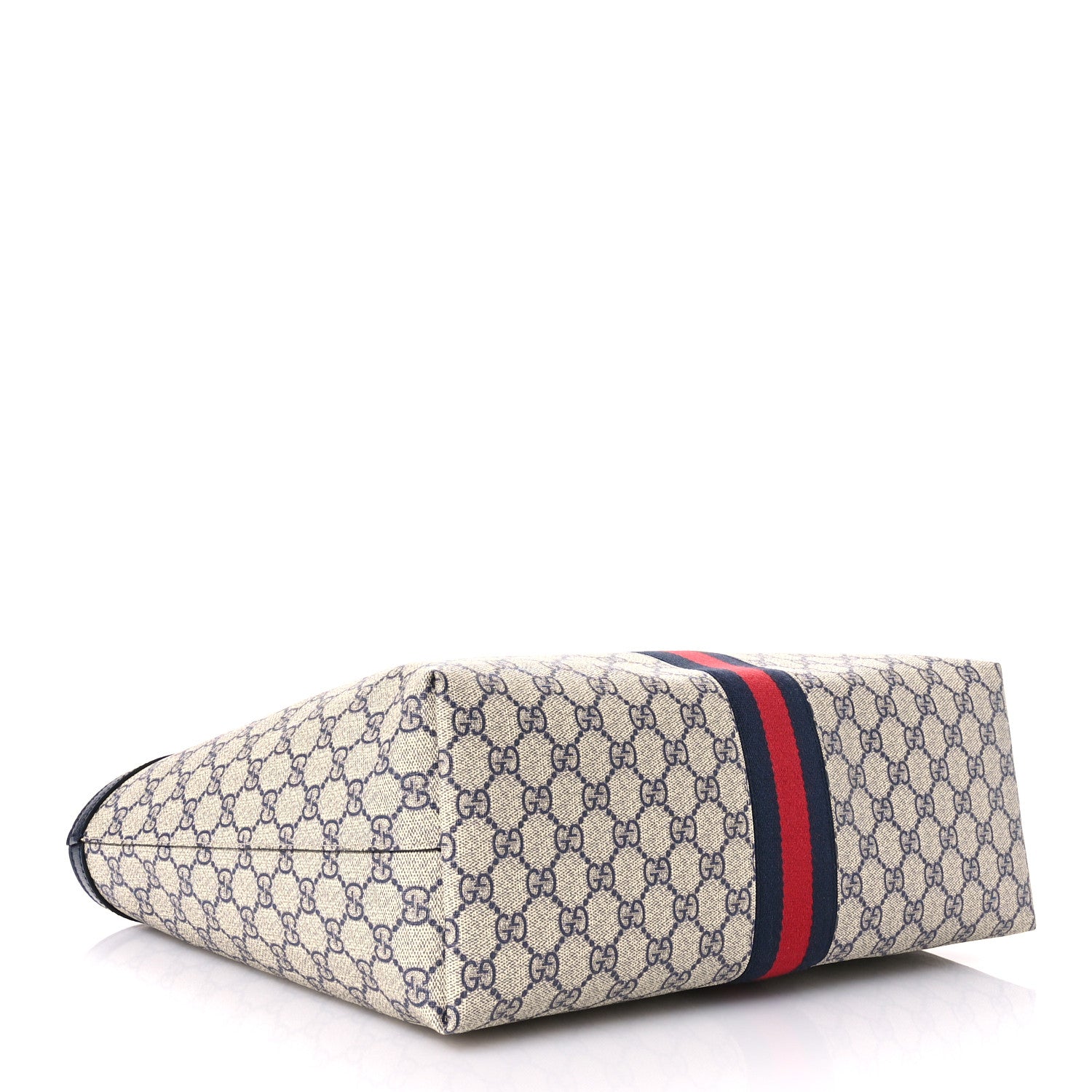Gucci GG Supreme Monogram Textured Calfskin Web Medium Ophidia Shopping Tote Beige Blue 4 of 11