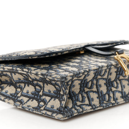 Christian Dior Oblique Saddle Chain Pouch Blue 8 of 9