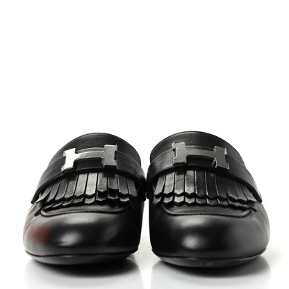 Hermes Goatskin Rivoli Mules 36 Black 2 of 11
