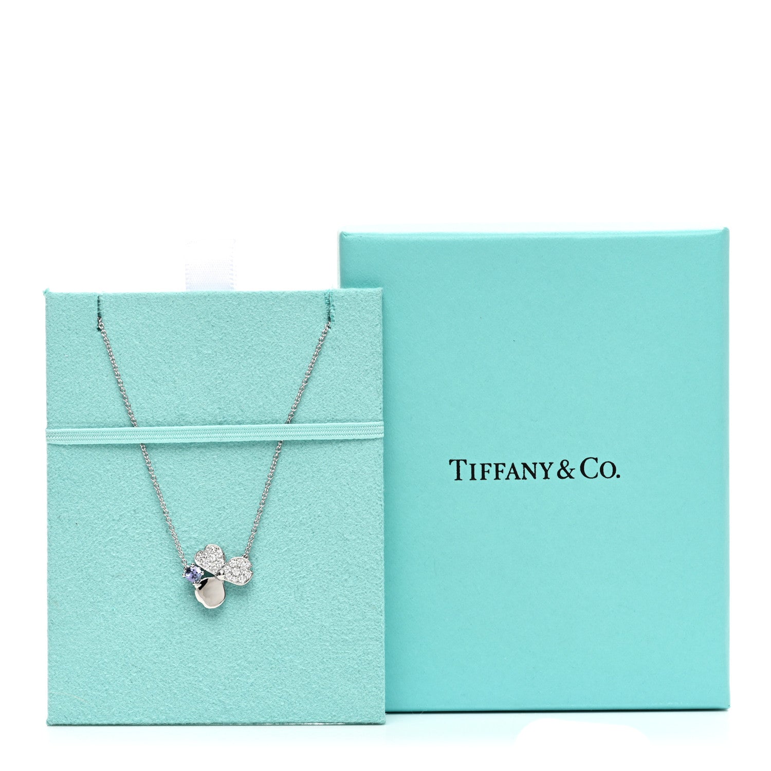 Tiffany Platinum Diamond Tanzanite Paper Flowers Pendant Necklace 5 of 5