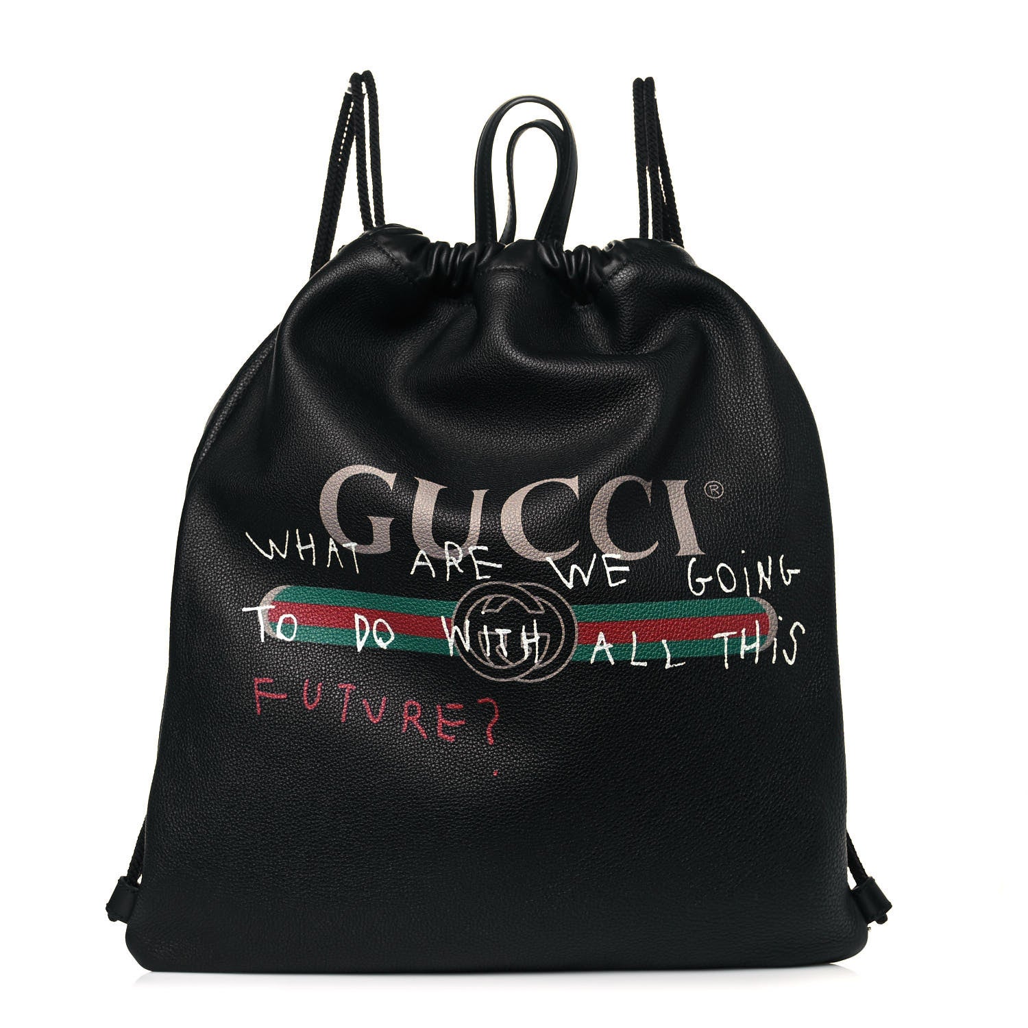 Gucci Calfskin Coco Capitan Logo Drawstring Backpack Black 1 of 9