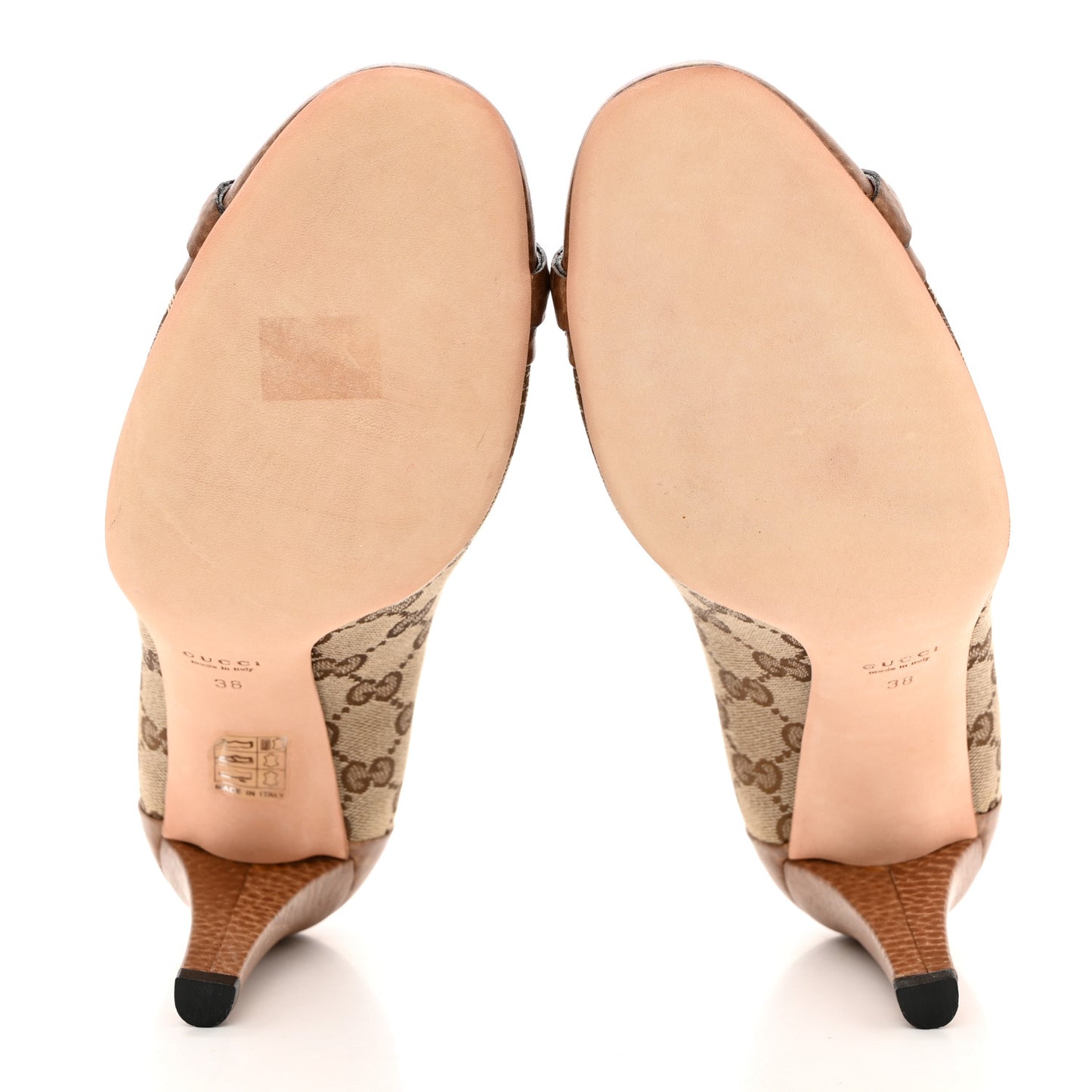 Monogram GG Grained Calfskin Horsebit Pumps 38 Brown