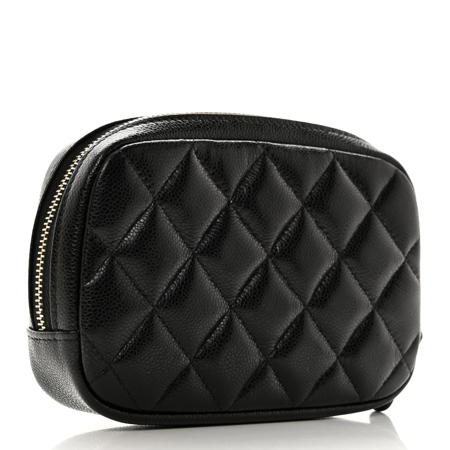 Caviar Quilted Small Curvy Pouch Cosmetic Case Black