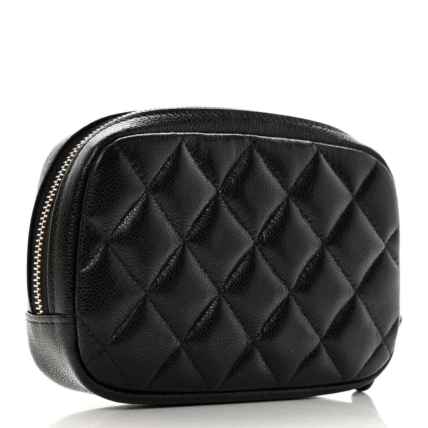 Chanel Caviar Quilted Small Curvy Pouch Cosmetic Case Black 3 of 8