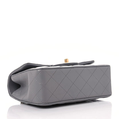 Chanel Lambskin Metal Quilted Mini Top Handle Rectangular Flap Grey 3 of 9