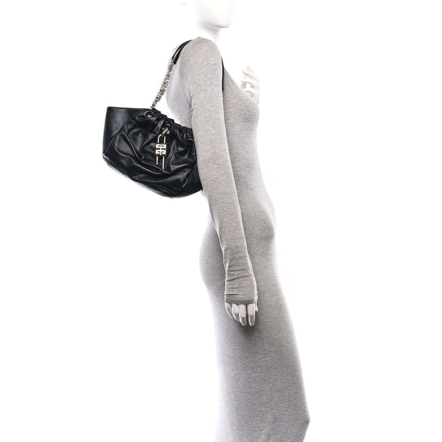 Calfskin Kenny Shoulder Bag Black