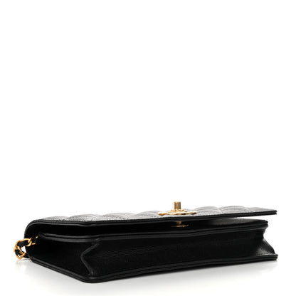 Chanel Caviar Quilted Camellia Clutch With Chain Black 4 of 12