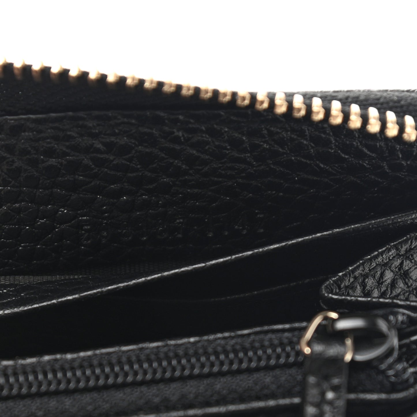 Pebbled Calfskin Soho Zip Around Wallet Black