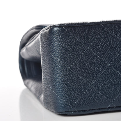 Chanel Iridescent Caviar Quilted Jumbo Double Flap Dark Blue 8 of 10