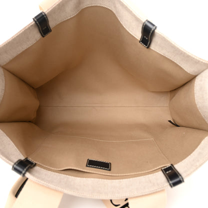 Chloe Cotton Calfskin Large Woody Ribbon Tote White Black 5 of 15