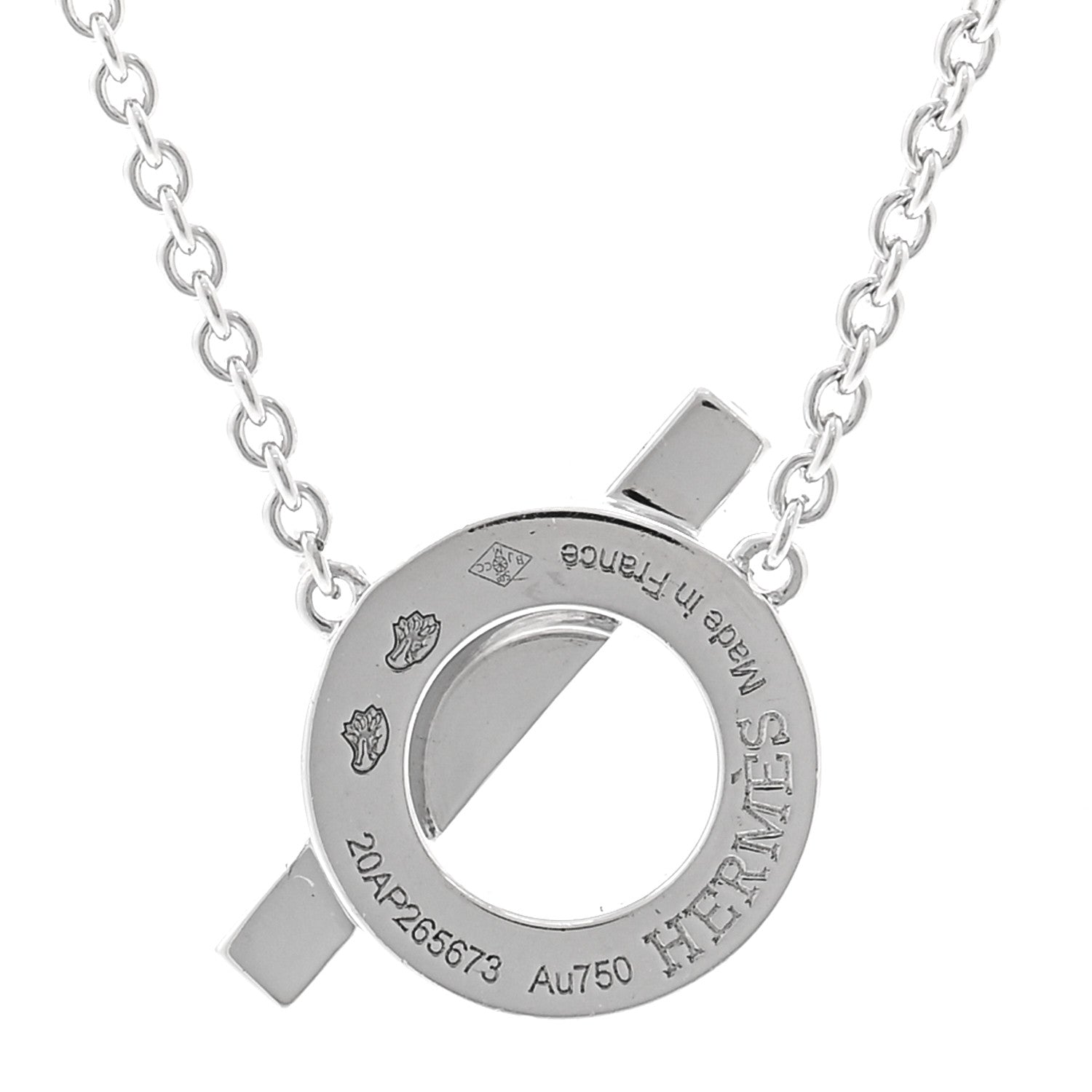 Hermes 18K White Gold Diamond Finesse Pendant Necklace 5 of 6