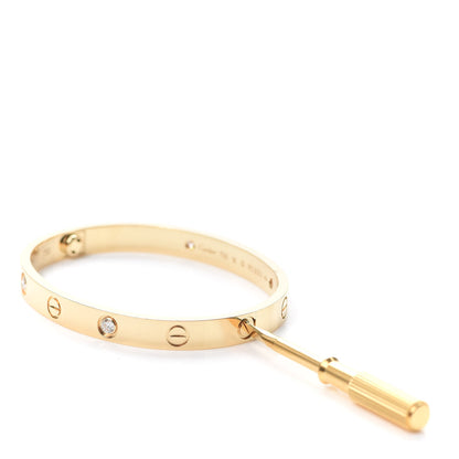 Cartier 18K Yellow Gold 4 Diamond LOVE Bracelet 16 4 of 7