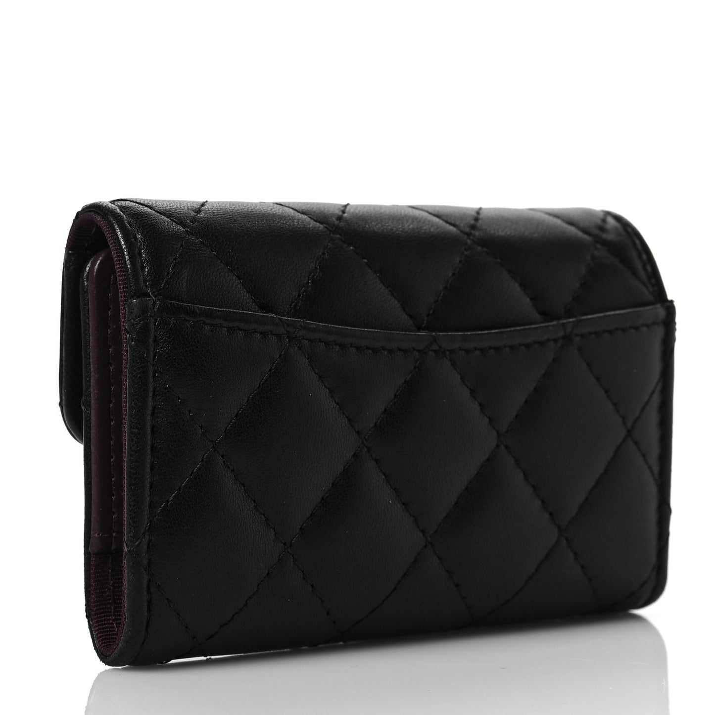 Lambskin Quilted 4 Key Holder Black