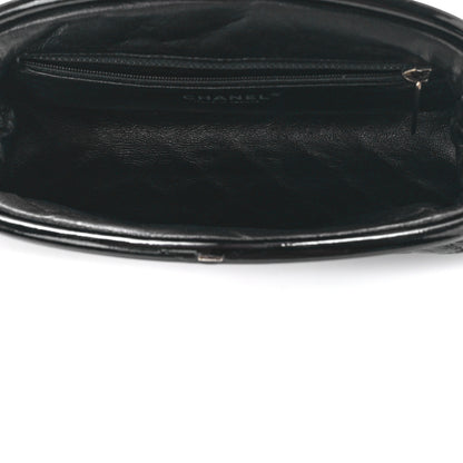 Chanel Distressed Patent Quilted Timeless Clutch Black 5 of 11