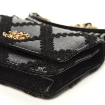 Chanel Calfskin Crochet 19 Wallet On Chain WOC Black 10 of 13