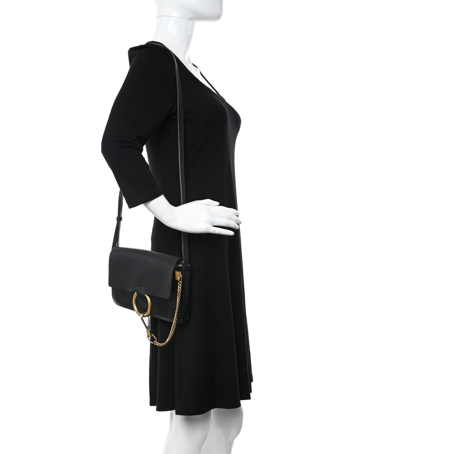 Goatskin Small Faye Shoulder Bag Black