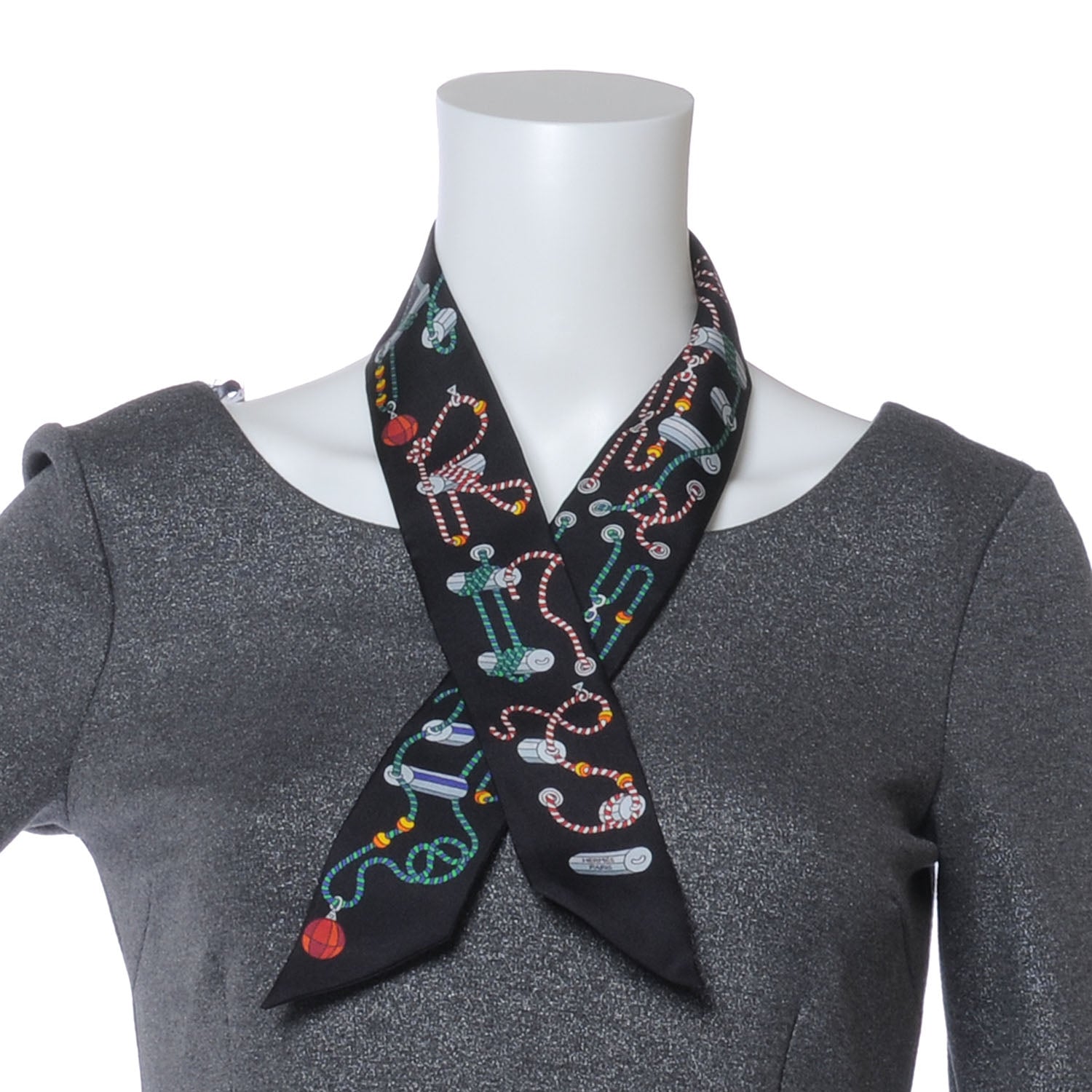 Hermes Silk Cordages Twilly Scarf Black 3 of 7