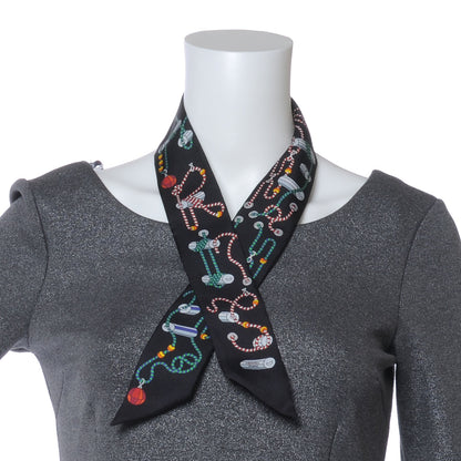 Hermes Silk Cordages Twilly Scarf Black 3 of 7