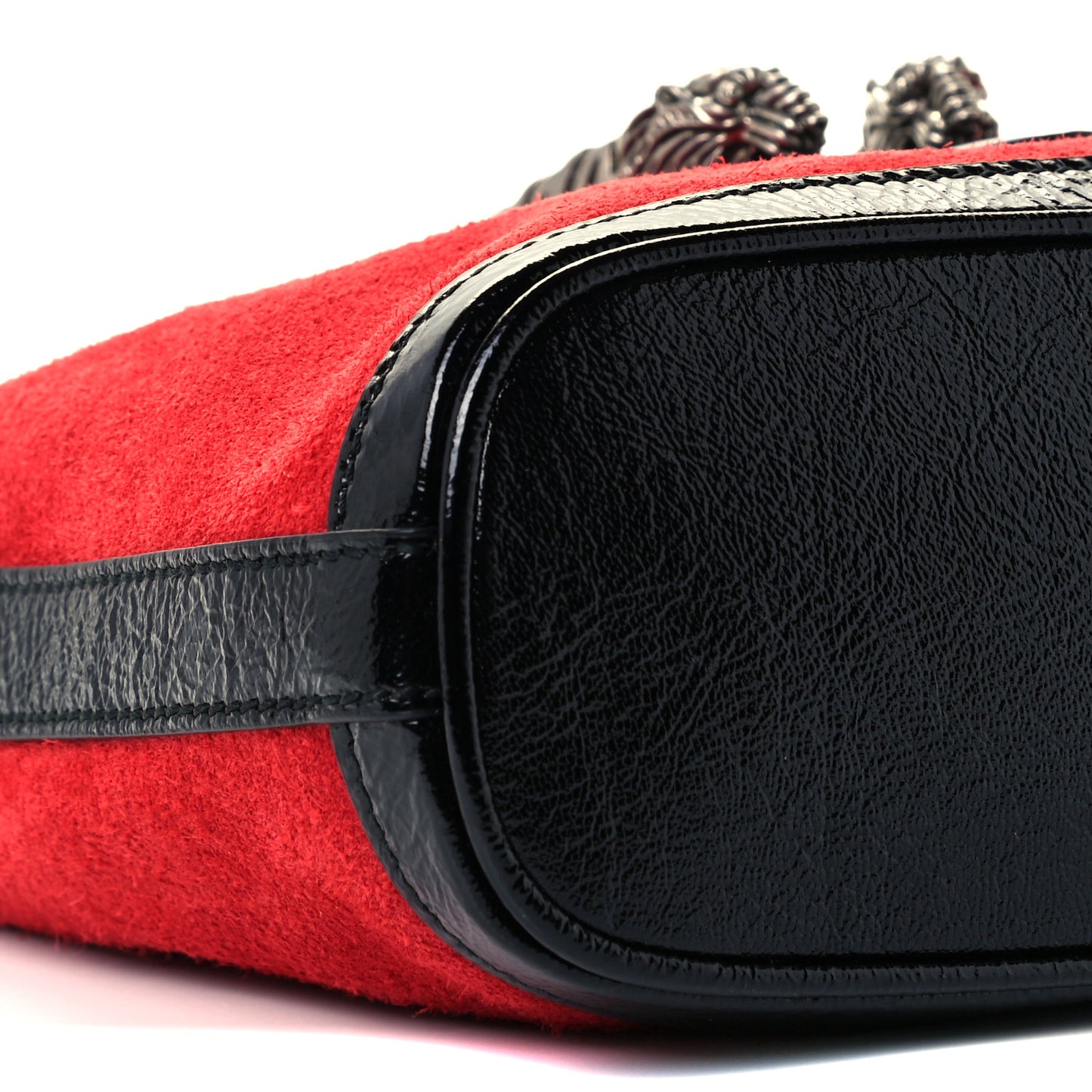 Suede Patent Medium Dionysus Bucket Bag Red