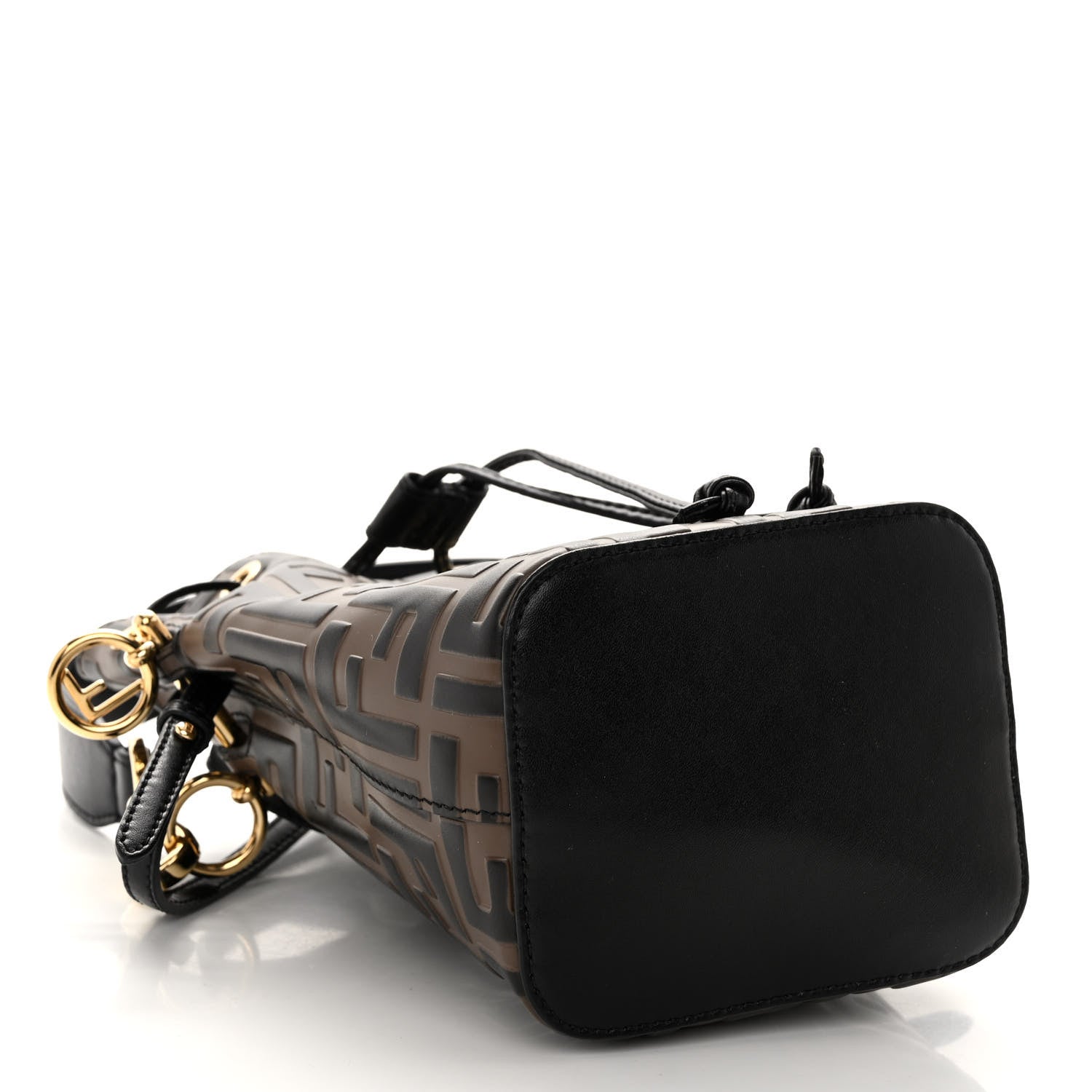 Fendi Vitello Liberty F is Fendi Bi-Color FF 1974 Embossed Mini Mon Tresor Bucket Bag Maya Black 4 of 9
