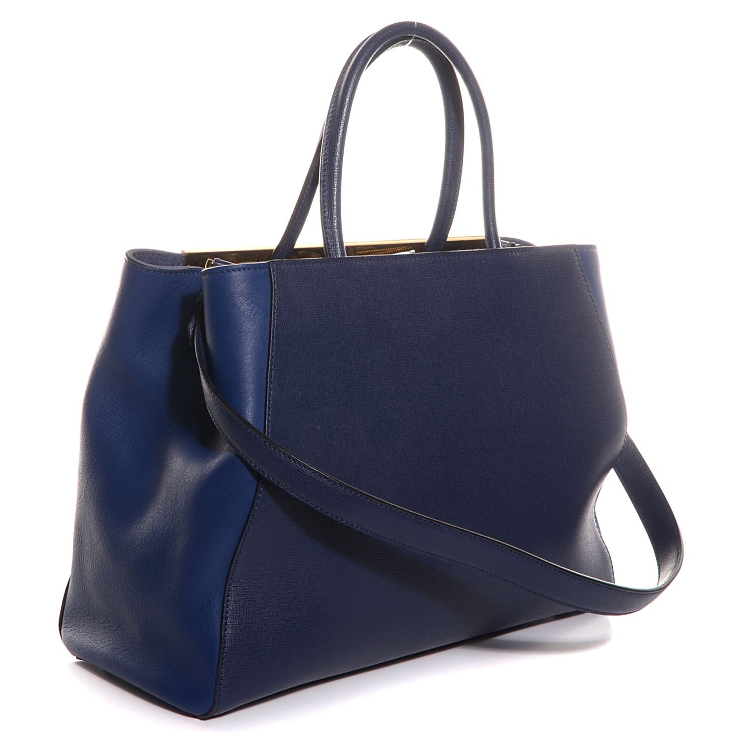 Fendi Vitello Elite Regular 2Jours Tote Blue 2 of 13
