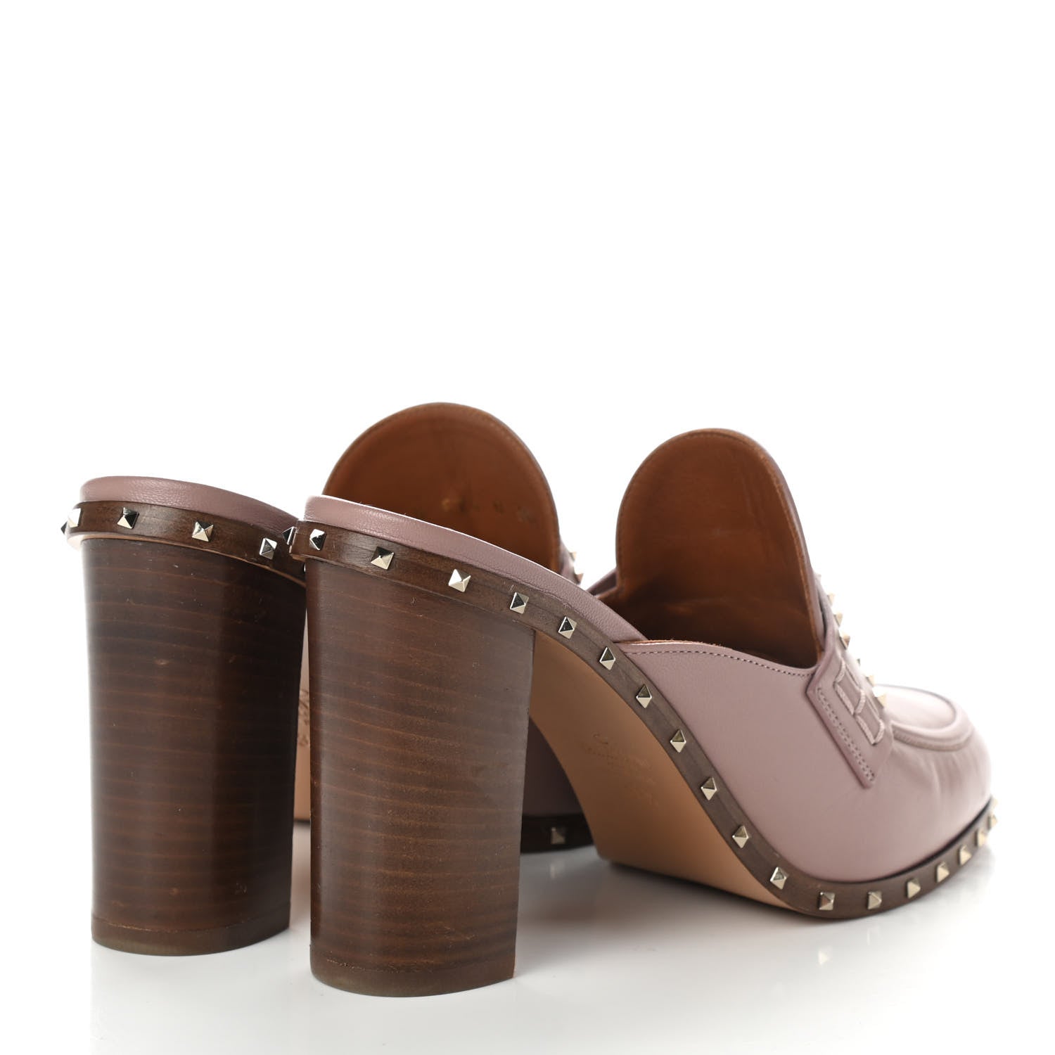 Valentino Garavani Nappa Soul Rockstud High Heel Mules 38.5 Lipstick 4 of 11