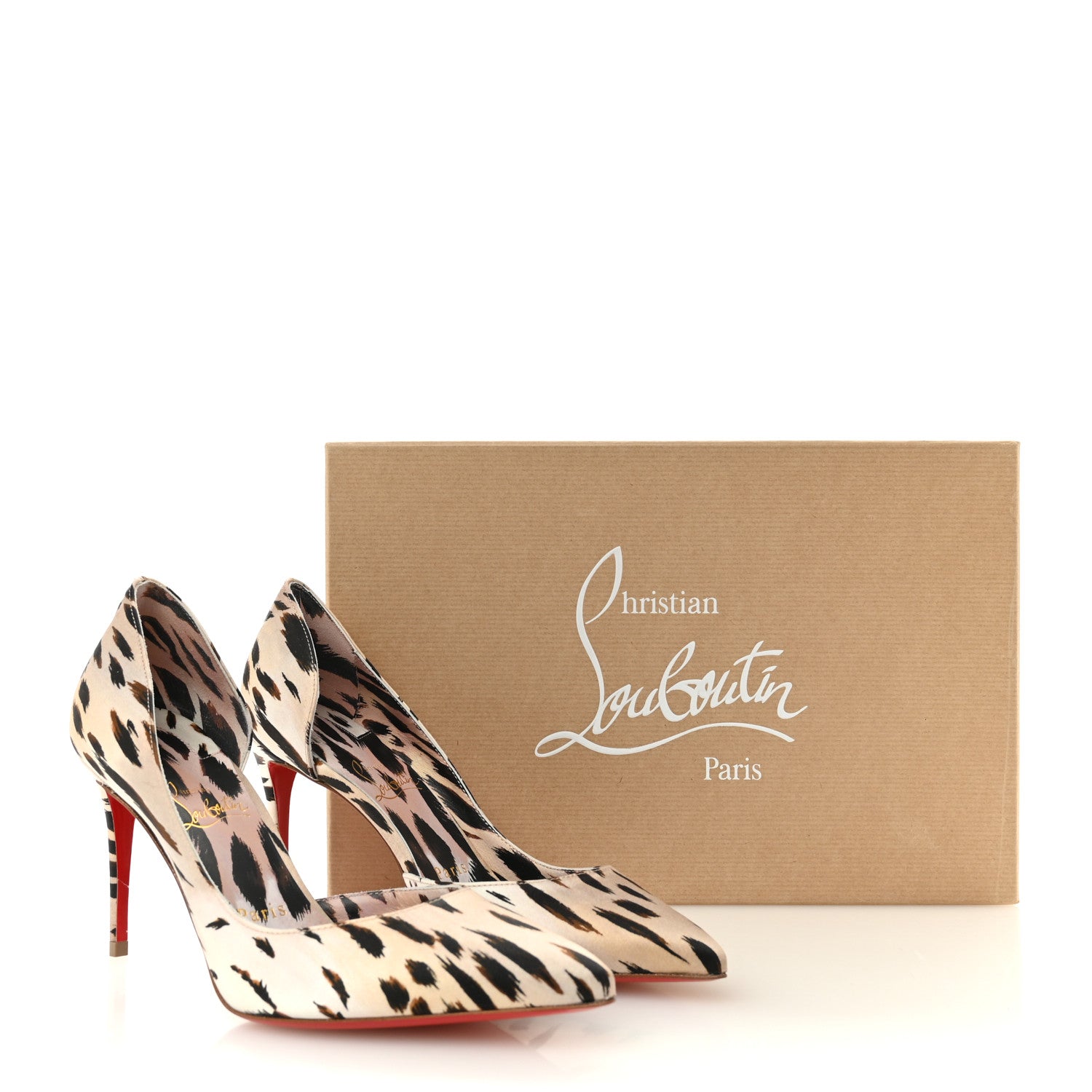 Christian Louboutin Crepe Satin Leopard Print Gigi Iriza 85 Pumps 37.5 Vintage Rose 11 of 11