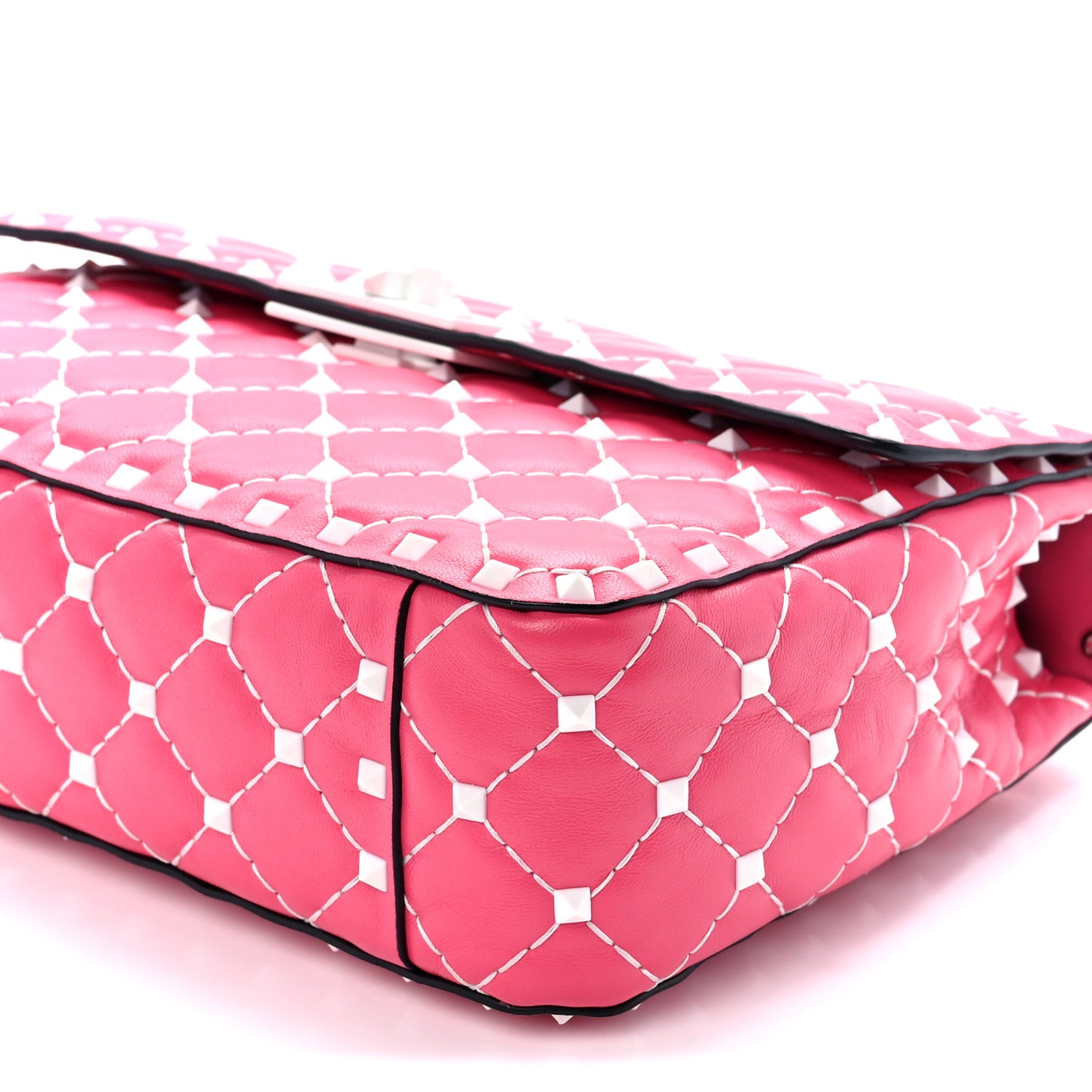 Lambskin Medium Free Rockstud Spike Shoulder Bag Shadow Pink