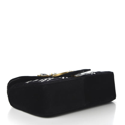 Gucci Velvet Matelasse Marquise Crystals Embroidered Small GG Marmont Shoulder Bag Black 4 of 10