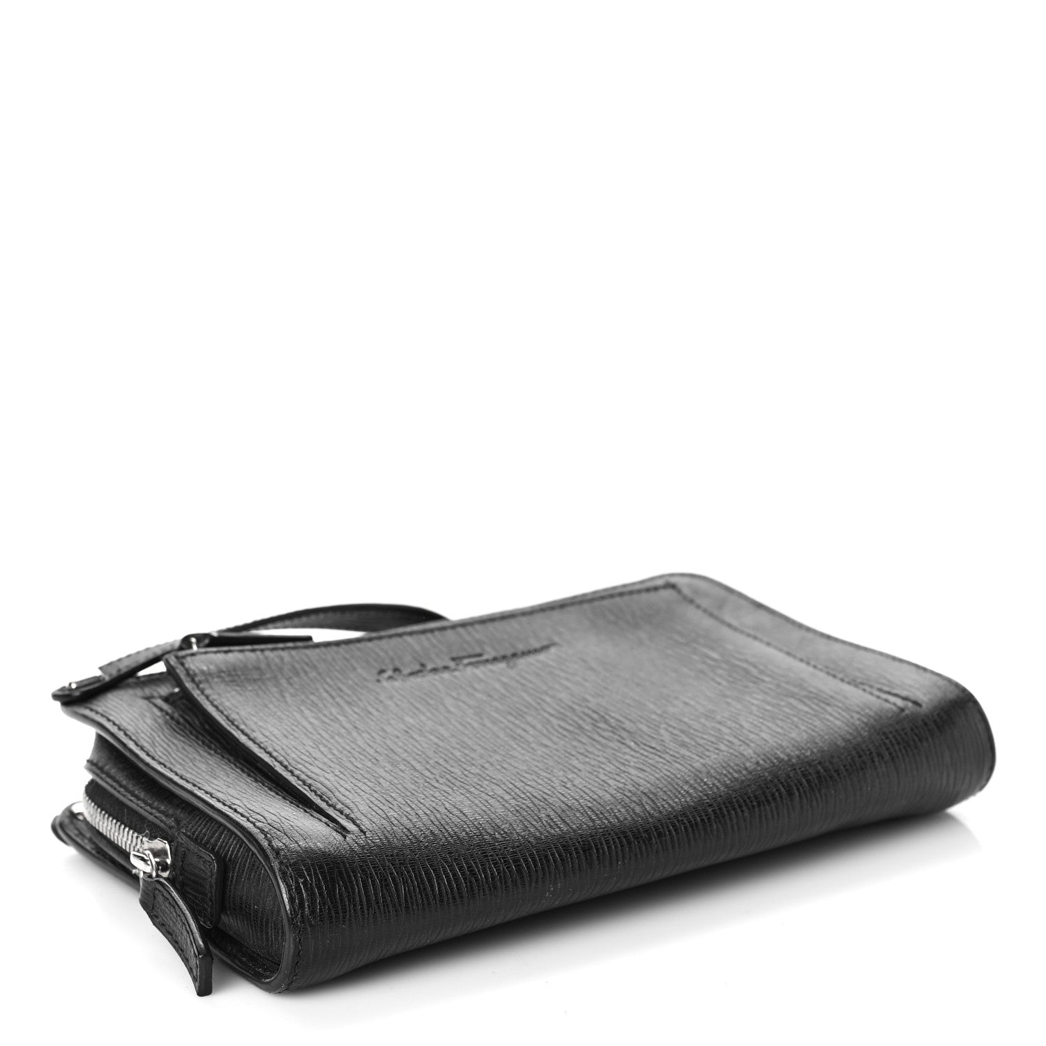 Salvatore Ferragamo Calfskin Wristlet Clutch Black 4 of 9
