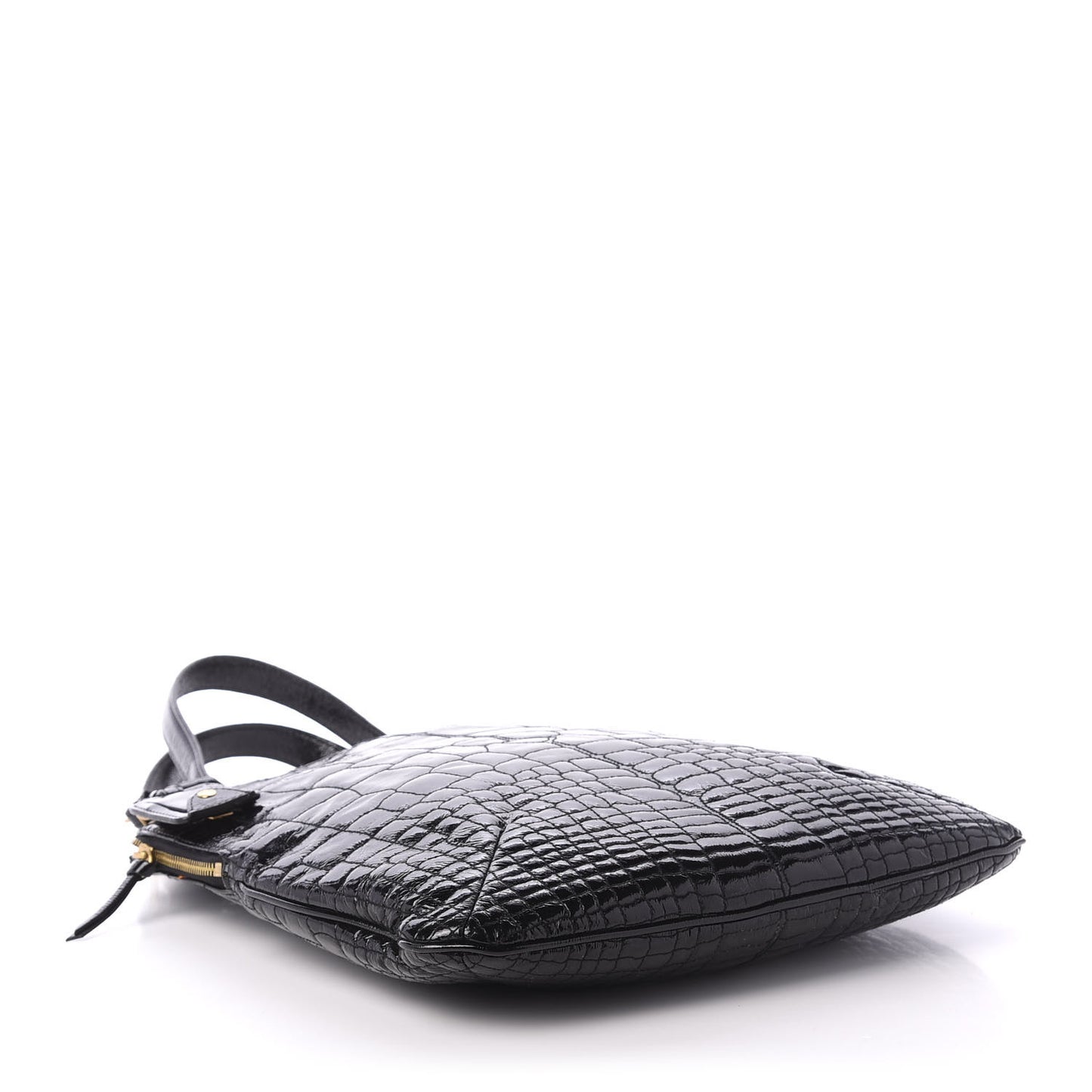 Patent Crocodile Embossed Tribute Tote Black