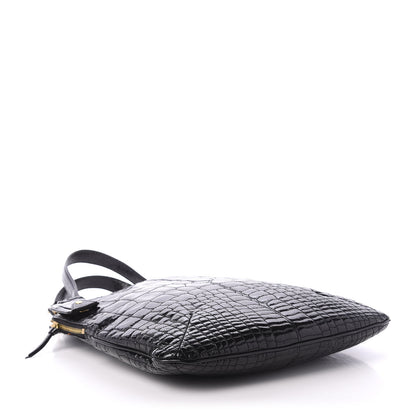 Saint Laurent Patent Crocodile Embossed Tribute Tote Black 4 of 10