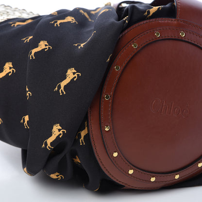 Chloe Smooth Calfskin Raffia Little Horses Medium Panier Basket Black Yellow 7 of 10