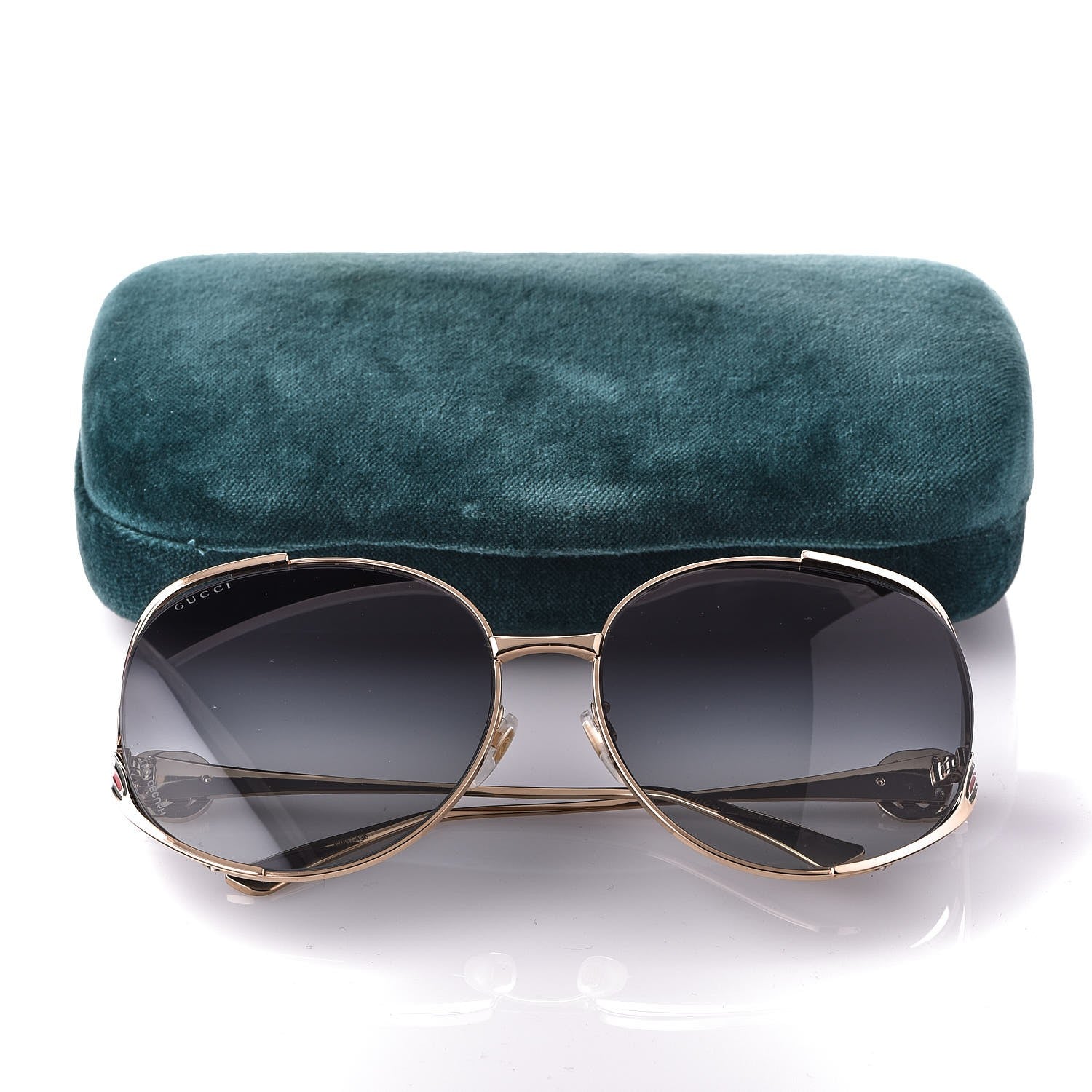 Gucci Metal Oversized Round Frame GG0225S Sunglasses Gold 8 of 8
