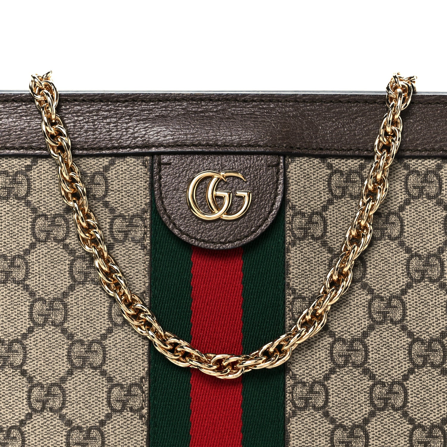 Gucci GG Supreme Monogram Web Medium Ophidia Chain Shoulder Bag Brown 14 of 19