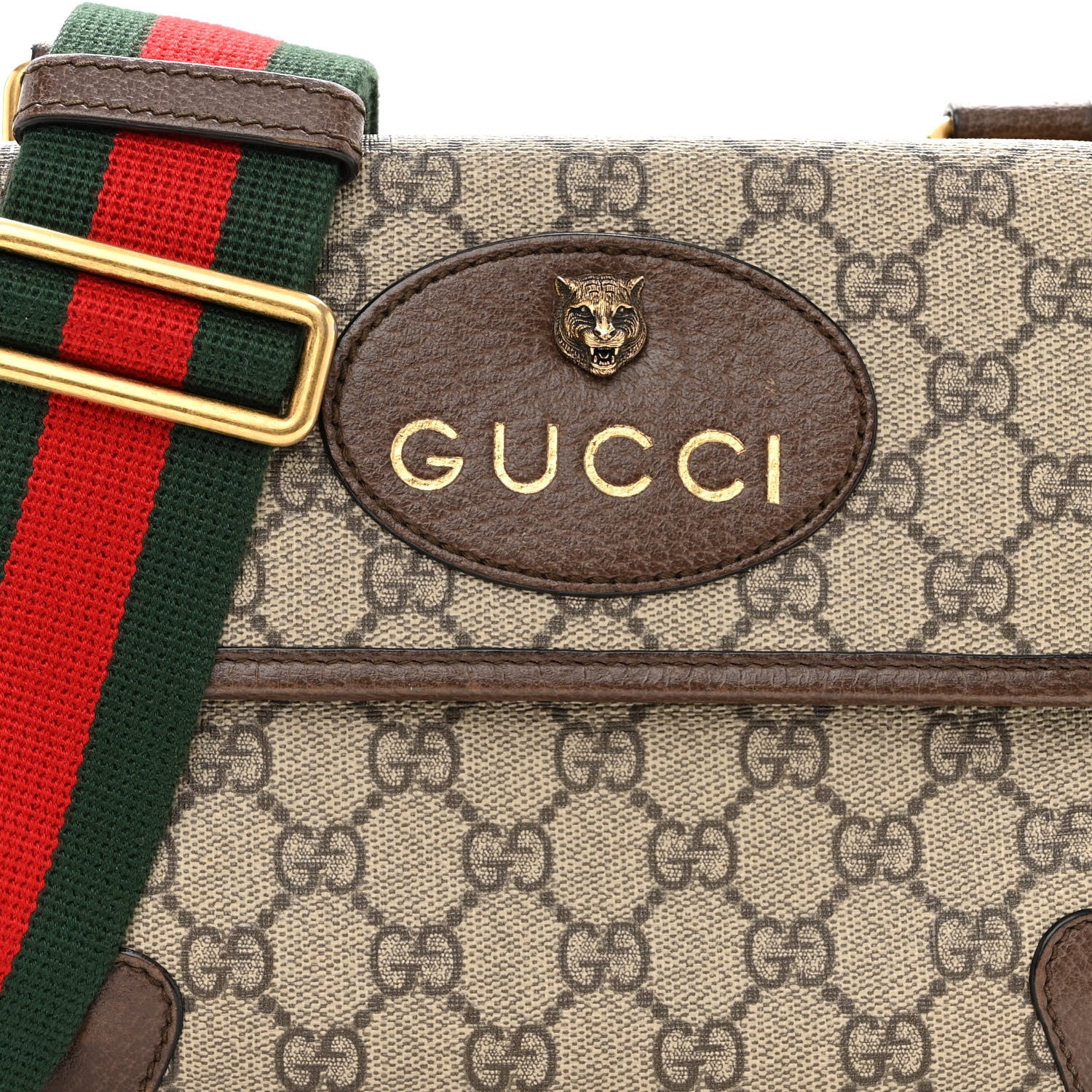 Gucci GG Supreme Monogram Web Small Neo Vintage Double Flap Messenger Bag Beige New Acero 9 of 11